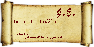Geher Emilián névjegykártya